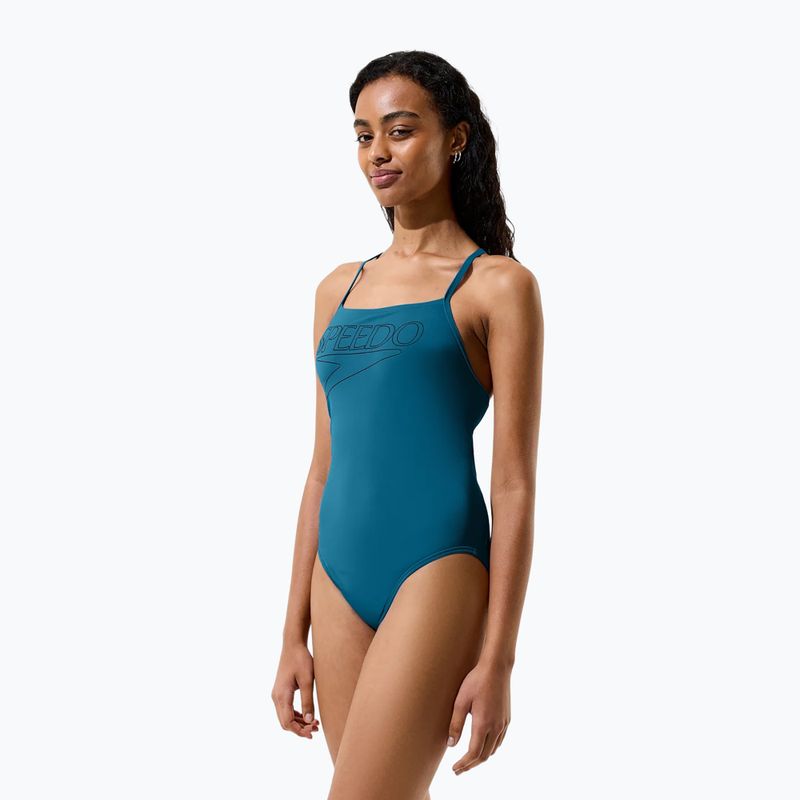 Moteriškas vienos dalies plaukimo kostiumėlis Speedo Endurance+ Logo Thin Strap teal abyss 6