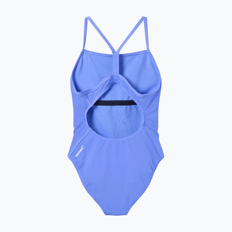 Moteriškas vientisas maudymosi kostiumėlis Speedo Endurance+ Logo Thin Strap mėnulio šviesos levandų spalvos 2