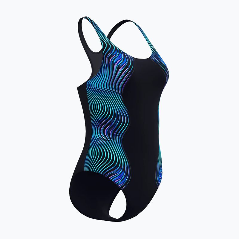 Moteriškas vientisas maudymosi kostiumėlis Speedo Print Medalist anthracite 4