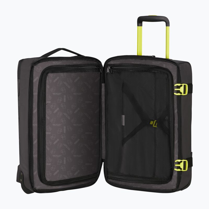 American Tourister Urban Track Duffle daiktadėžė su ratukais 55 l juoda / laimo spalvos kelioninis lagaminas 5