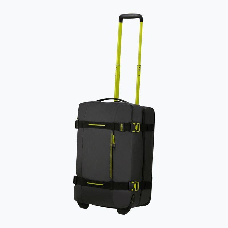 American Tourister Urban Track Duffle daiktadėžė su ratukais 55 l juoda / laimo spalvos kelioninis lagaminas 6