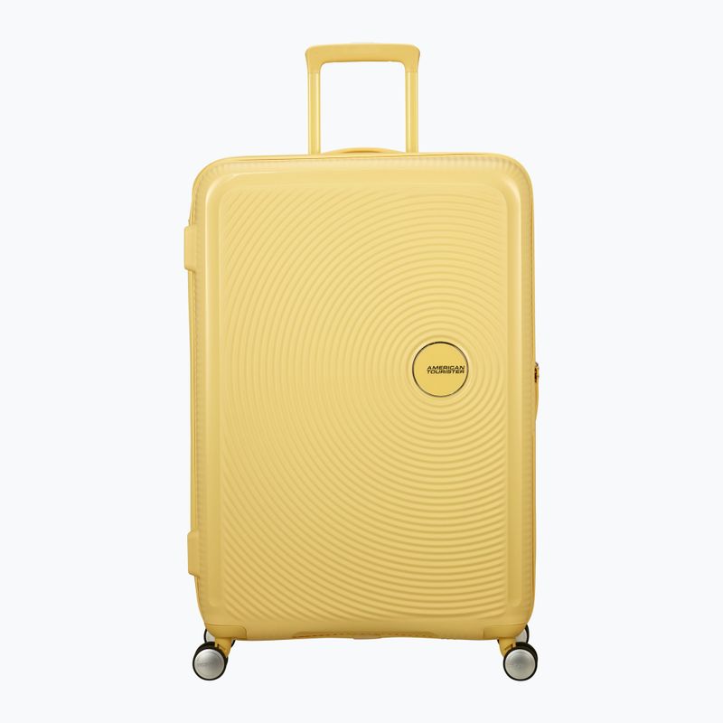 "American Tourister Soundbox" kelioninis lagaminas 110 l pastelinės geltonos spalvos
