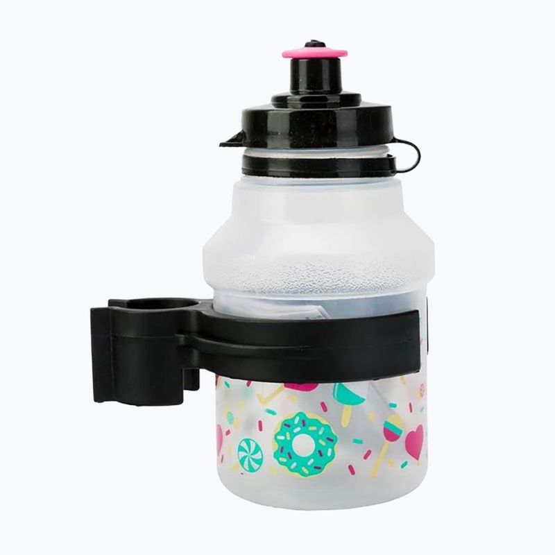 "Polisport Lolipops" 350 ml Junior dviračių butelis + krepšelis skaidrus