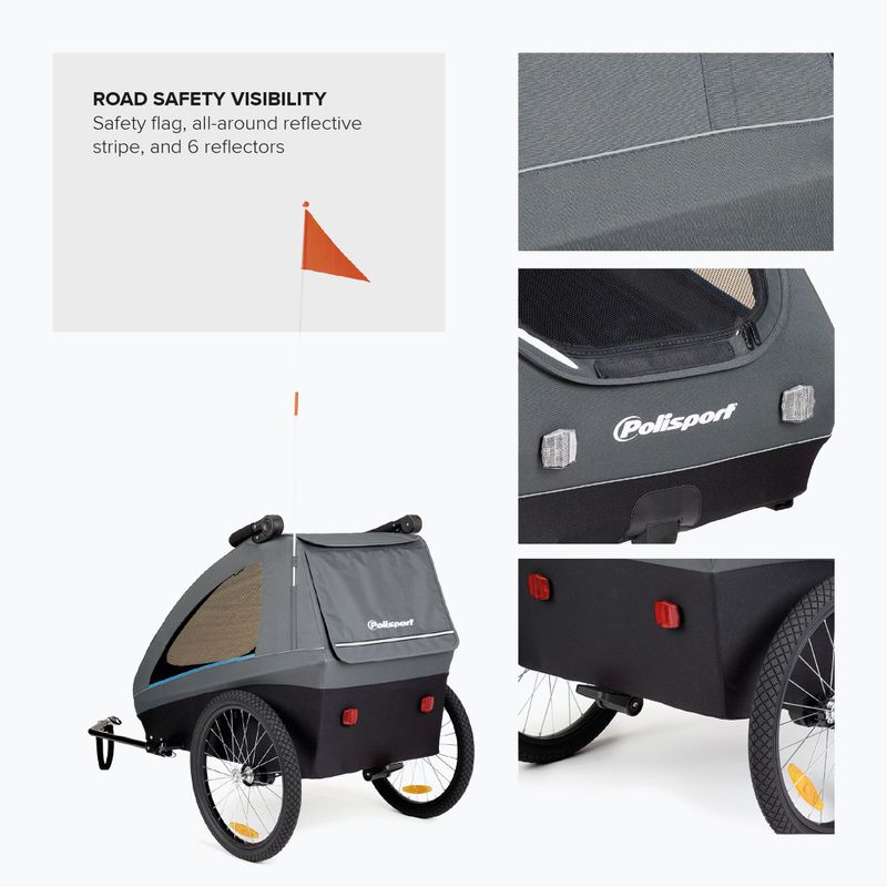Priekaba dviračiui Polisport Kids Trailer&Stroller black/grey 5