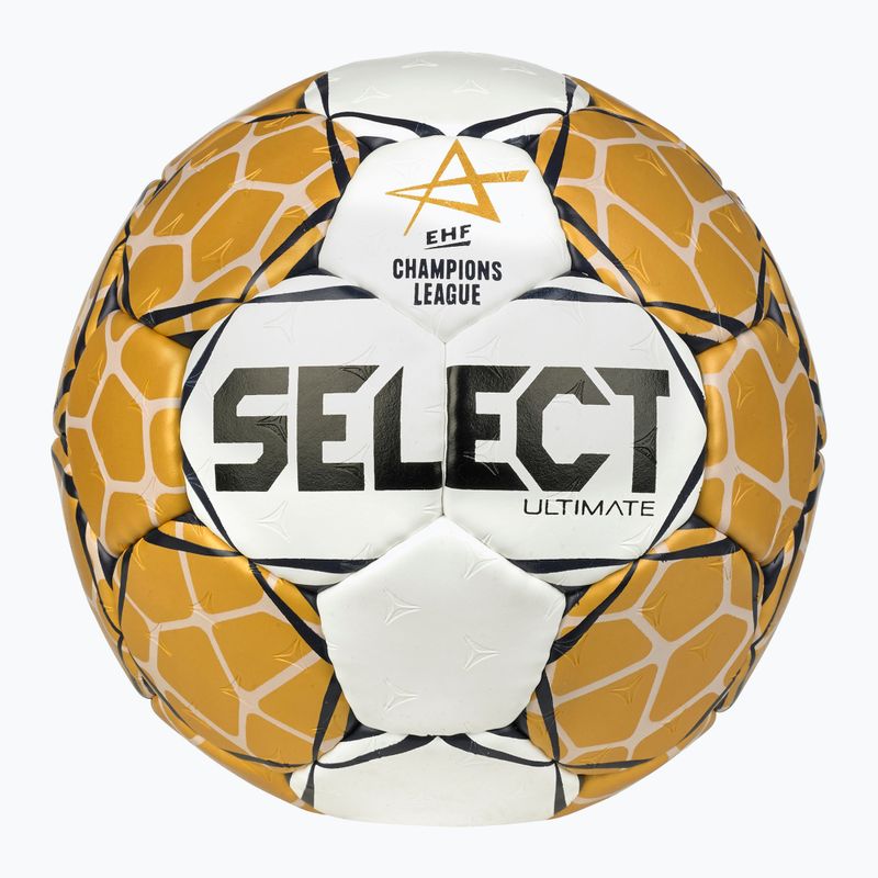 SELECT Ultimate LM v23 EHF oficialus baltos/auksinės spalvos rankinio kamuolys, dydis 3