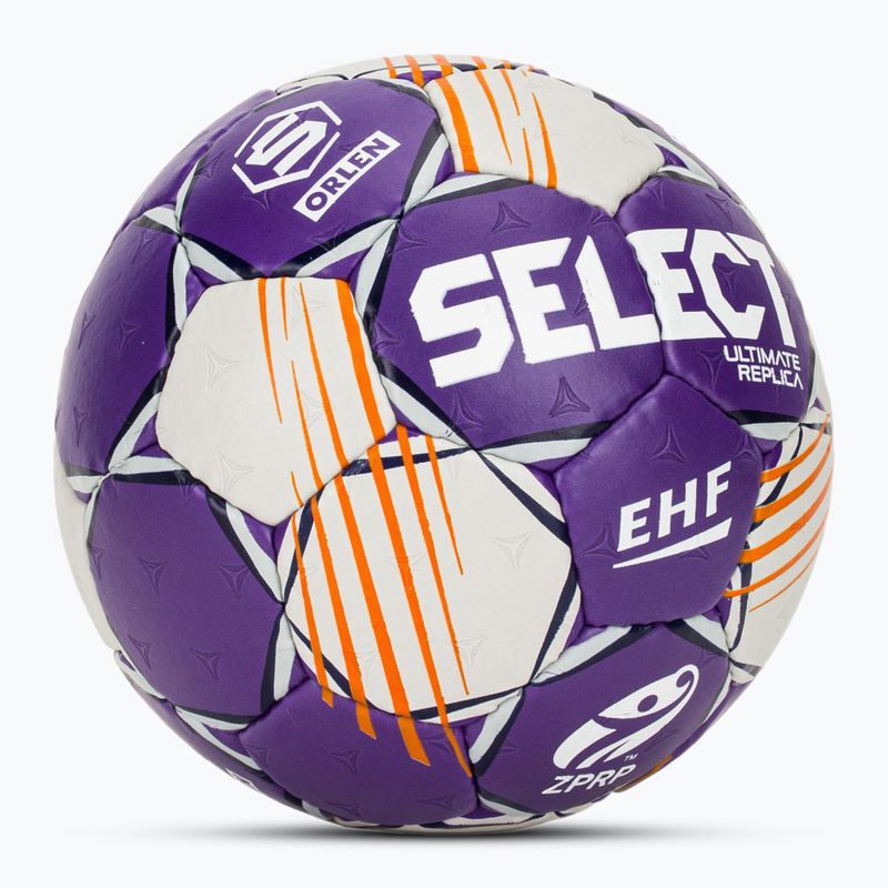 Rankinio kamuolys SELECT Ultimate Replica Orlen Superliga v24 EHF grey/purple dydis 0 2