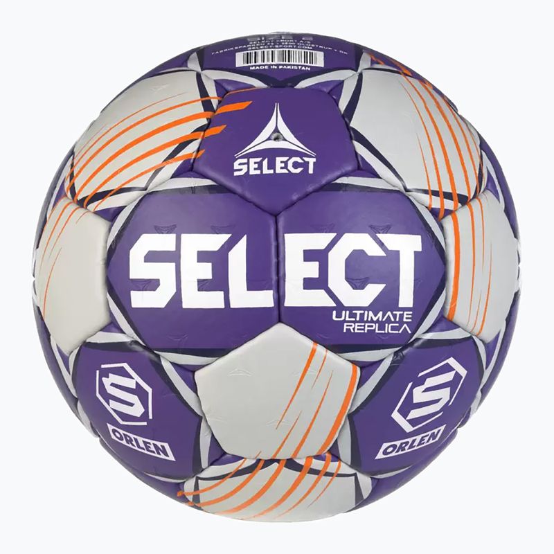 Rankinio kamuolys SELECT Ultimate Replica Orlen Superliga v24 EHF grey/purple dydis 3 2