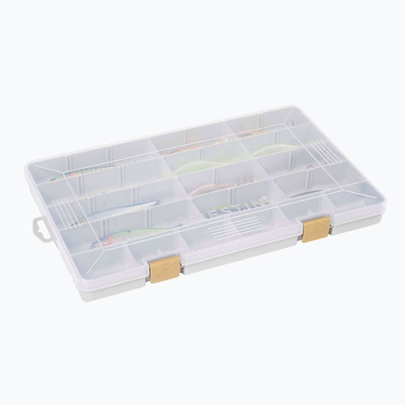 Žvejybinė dėžutė Westin W3 Tackle Box 35,5 x 22,5 x 3,5 cm grey/clear