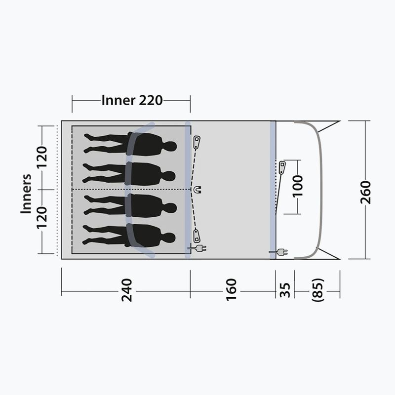 Keturvietė kempingo palapinė Outwell Monterey 4 Air blue 7