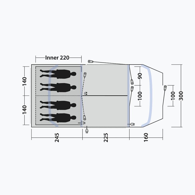 Stovyklavimo palapinė 4-osobowy Outwell Sacramento 4 Air blue 10