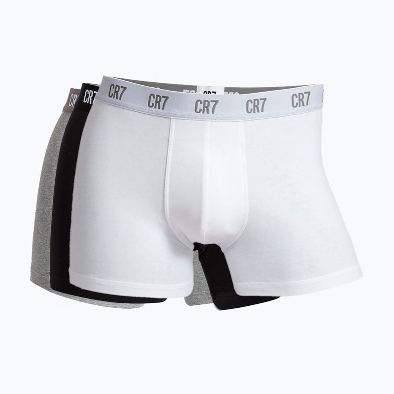 Vyriškos trumpikės CR7 Basic Trunk 3 pary white/ greymelange/ black