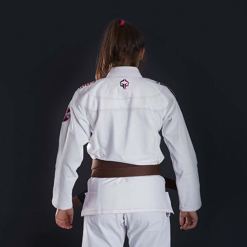 GI moteriškos braziliškojo džiudžitsu prekės Ground Game 'Sakura' baltos spalvos GISAKWHF1 4
