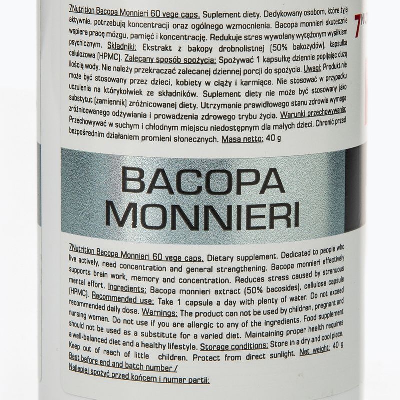 Priedas 7Nutrition Bacopa Monnieri 550 mg 60 kapsulių 3