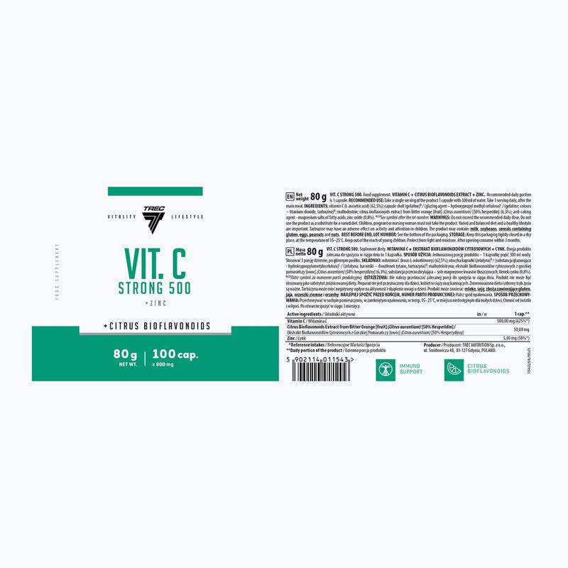 Vitaminas C Trec Vit.C Strong 500 100 kapsulių 2