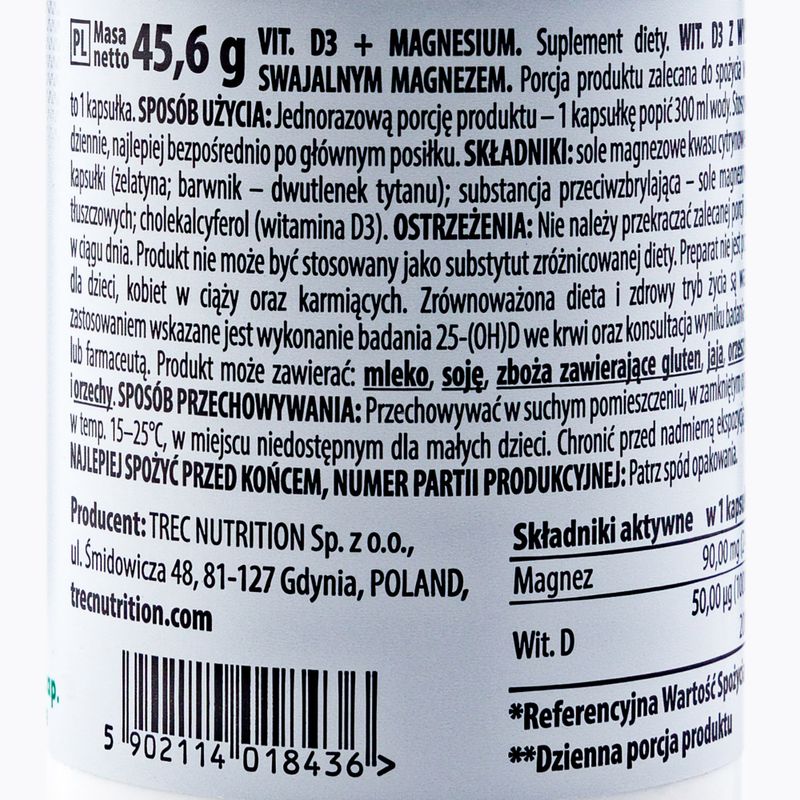 Vitaminas D3 + magnis Trec vitaminas D3 + magnis 60 kapsulių TRE/814 2
