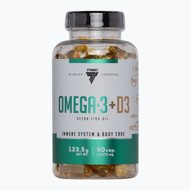Omega 3 + D3 Trec riebalų rūgštys 90 kapsulių TRE/930