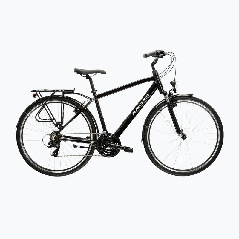 Vyriškas žygio dviratis KROSS Trans 1.0 black/silver/gloss