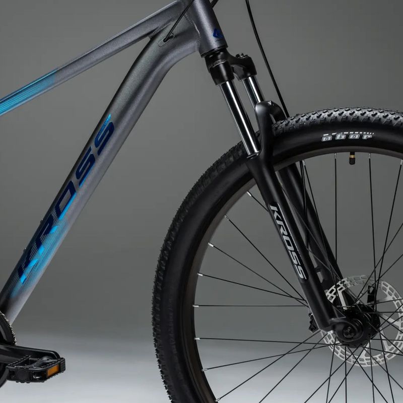 Kalnų dviratis KROSS Hexagon X200 27,5" grey/blue/matte 19