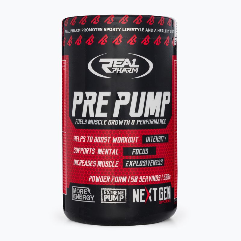 Prieš treniruotę Real Pharm Pre Pump 500 g juodųjų serbentų/citrinų