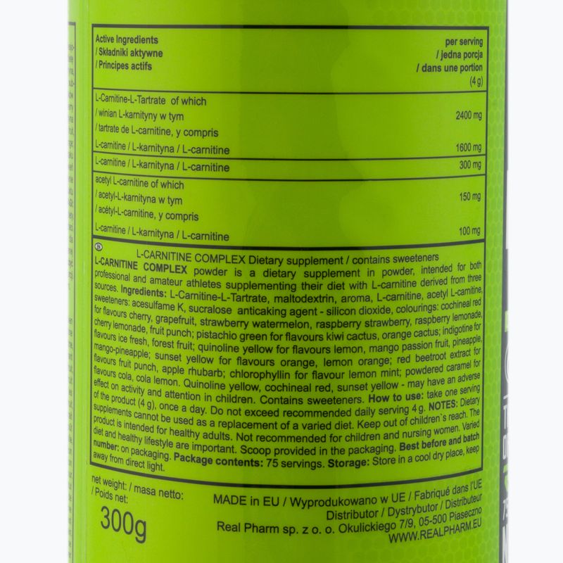 L-karnitino kompleksas Real Pharm riebalų degintojas 300g aviečių ir braškių 703767 2