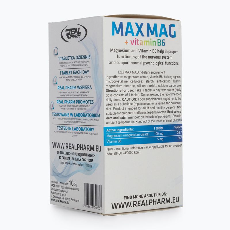 MAX MAG Real Pharm magnis+B6 90 tablečių 707055 2
