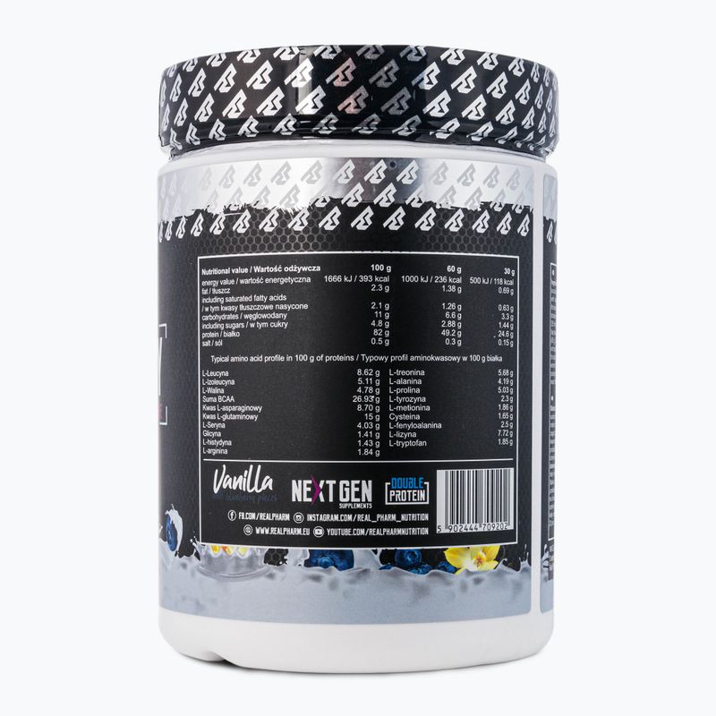 Išrūgos Real Pharm Fusion 600g vanilės ir uogų 709202 2