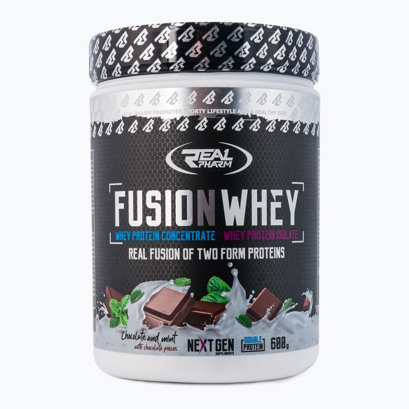Whey Real Pharm Fusion 600g šokoladinis mėtų 709356
