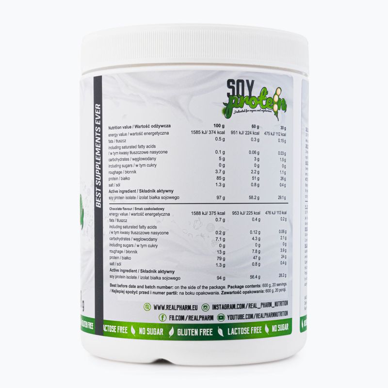 Real Pharm sojų baltymai 600g braškių 715319 2