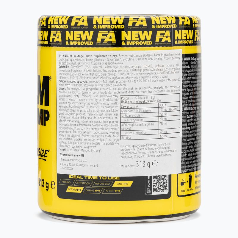 Gėrimas prieš treniruotę Fitness Authority Napalm On Stage Pump 313 g dragon fruit 2
