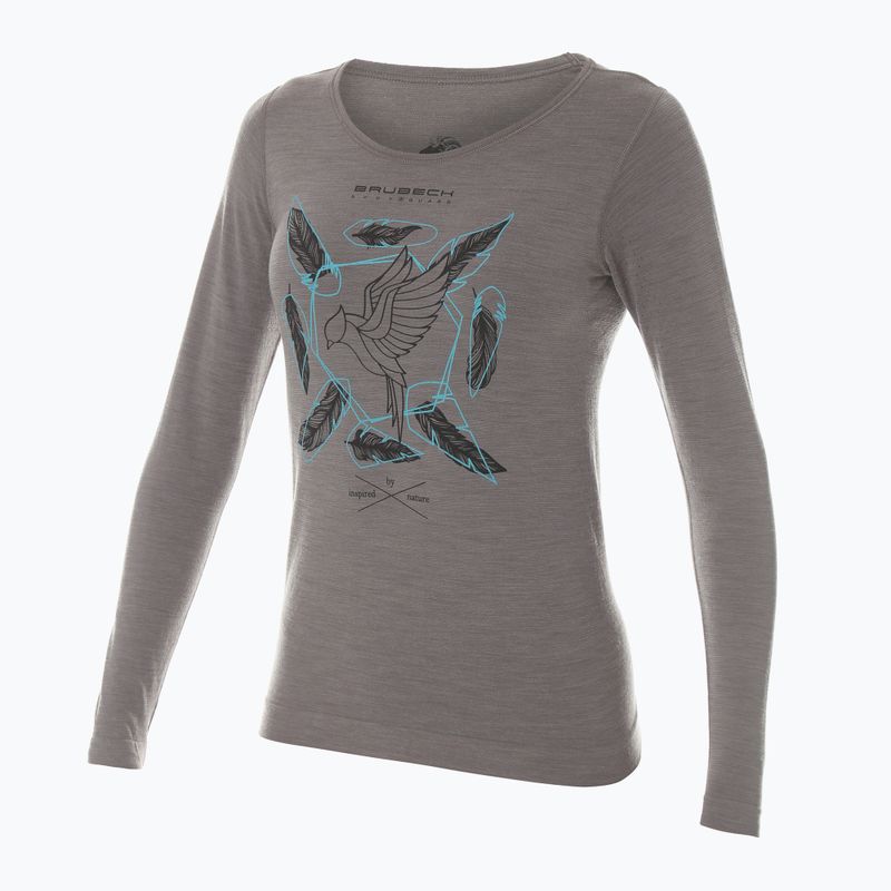 Moteriški termoaktyvūs marškinėliai Brubeck Outdoor Merino Wool Pro žali/kalnai 13 3