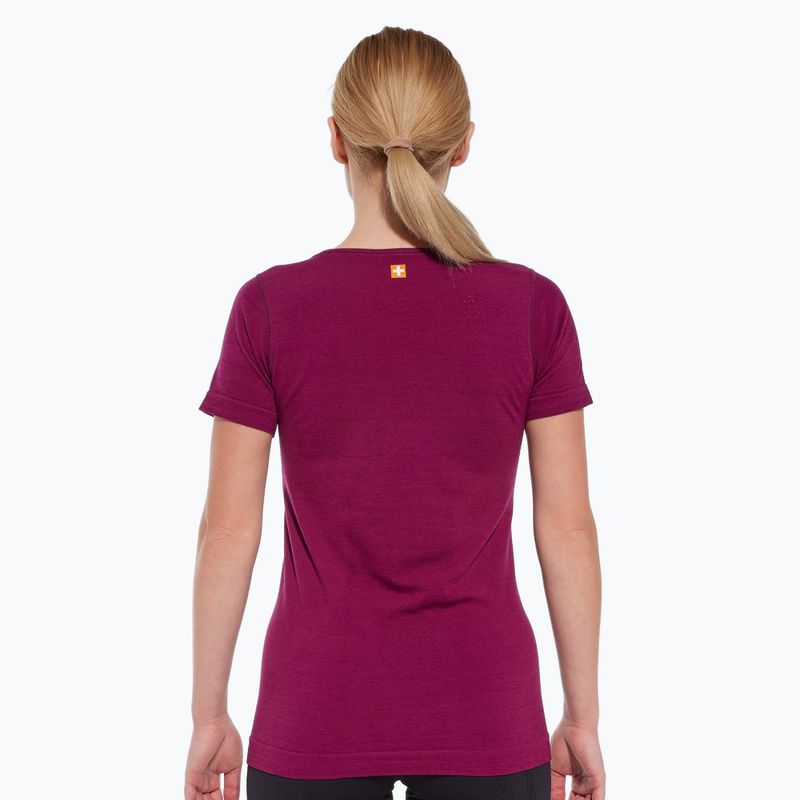 Moteriški termo marškinėliai Brubeck Outdoor Merino Wool Pro SS plum/mountain 3 2