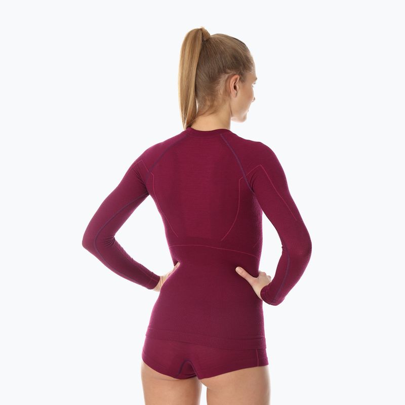 Moteriški termoaktyvūs marškinėliai Brubeck Active Wool slyvų spalvos 2