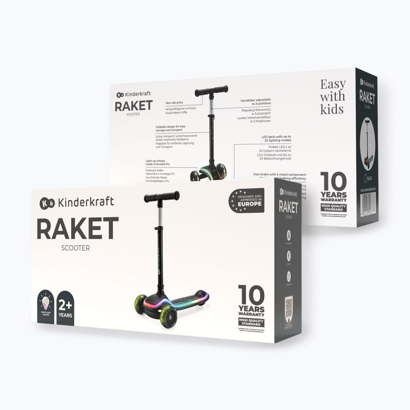 Vaikiškas triratis paspirtukas Kinderkraft Raket black 8