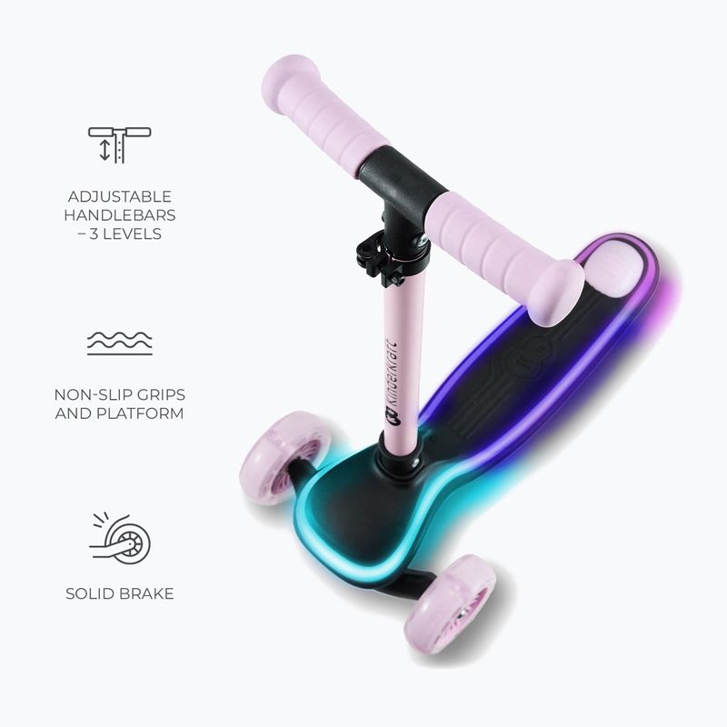 Vaikiškas triračis paspirtukas Kinderkraft Raket pink 7