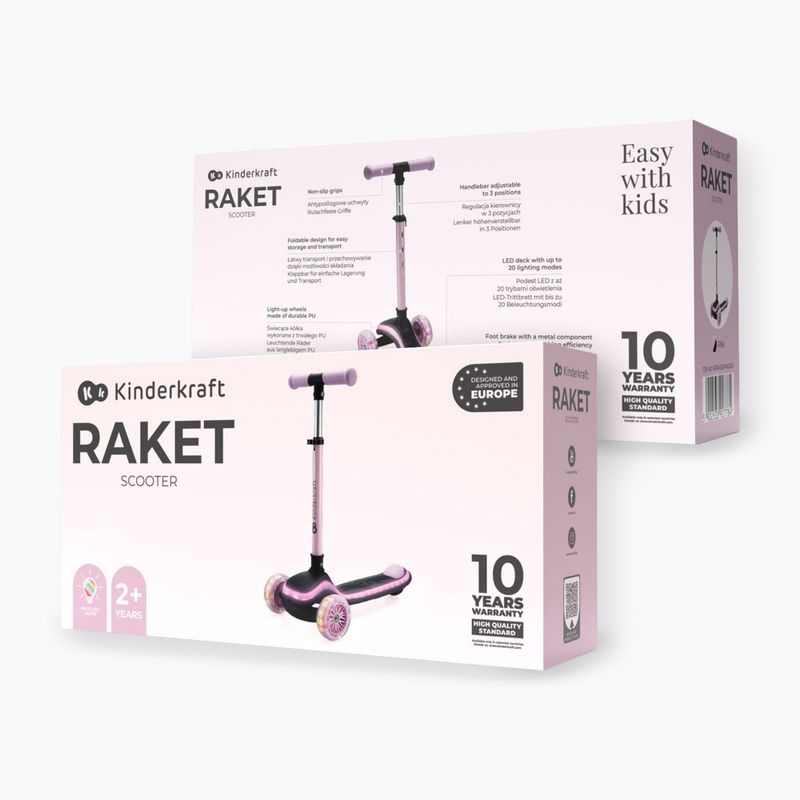 Vaikiškas triratis paspirtukas Kinderkraft Raket pink 8