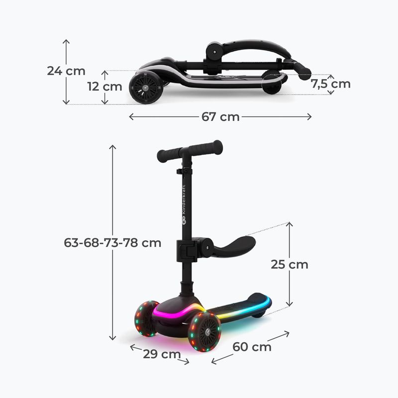 Vaikiškas triratis paspirtukas Kinderkraft Raket Up black 2