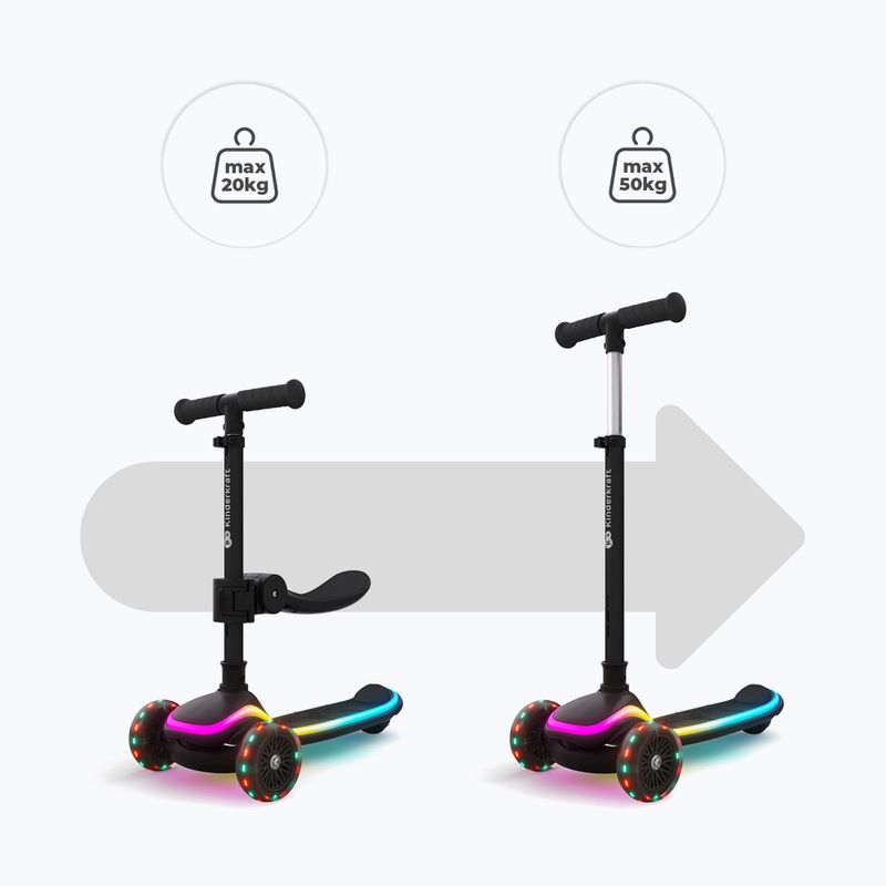 Vaikiškas triratis paspirtukas Kinderkraft Raket Up black 13