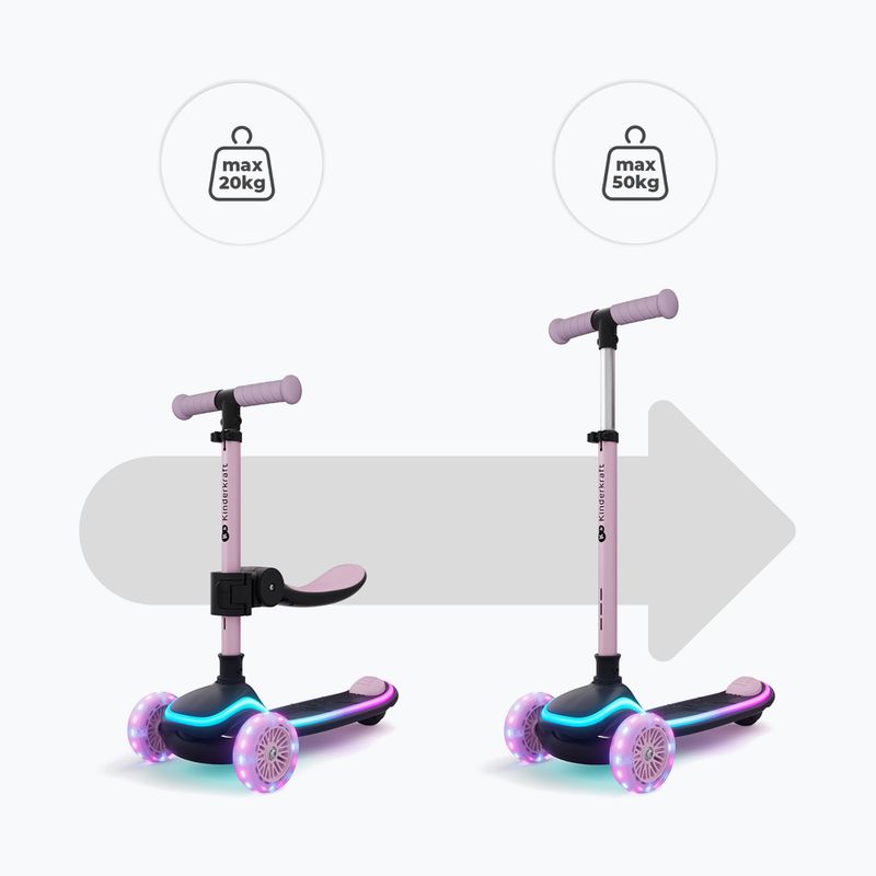 Vaikiškas triračis paspirtukas Kinderkraft Raket Up pink 11