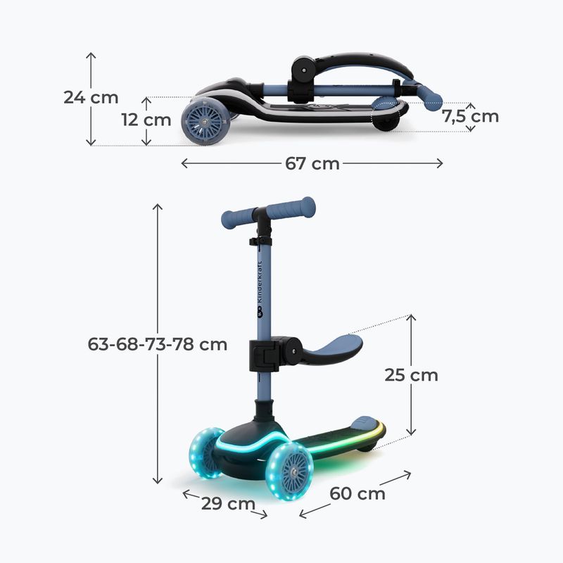 Vaikiškas triratis paspirtukas Kinderkraft Raket Up blue 2