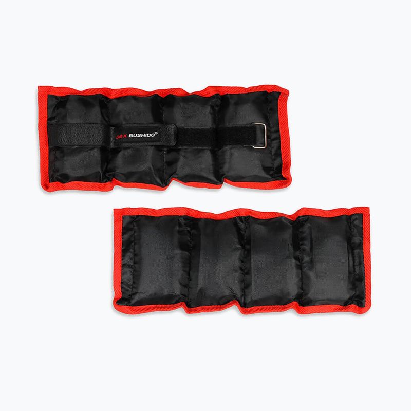Bushido kulkšnies ir riešo svarmenys 2x1 kg juodos/raudonos spalvos OB1 3