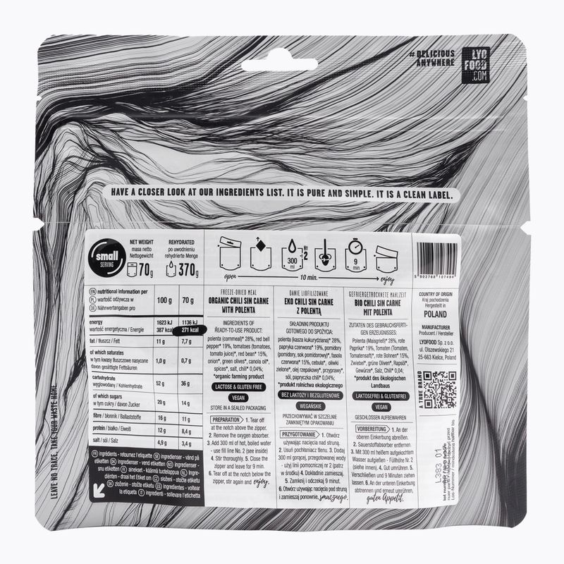 Liofilizuotas maistas LYOFOOD EKO Chilli sin carne su polenta LF-7494 2