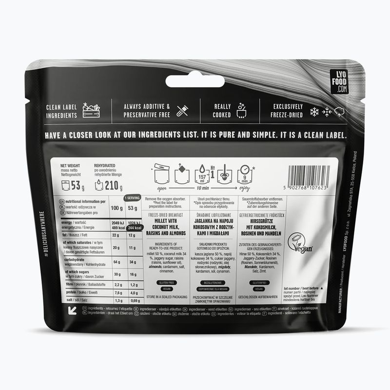 Liofilizuotas maistas LYOFOOD Sorų košė su kokosų gėrimu 210 g 2