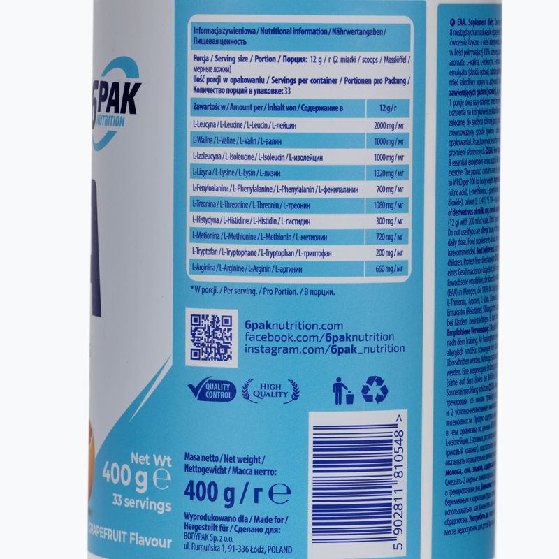 6PAK EAA amino rūgštys 400 g Greipfrutų 3
