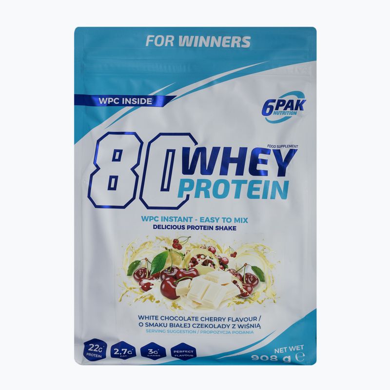 Išrūgos 6PAK 80 Proteinas 908 g Baltasis šokoladas su vyšniomis