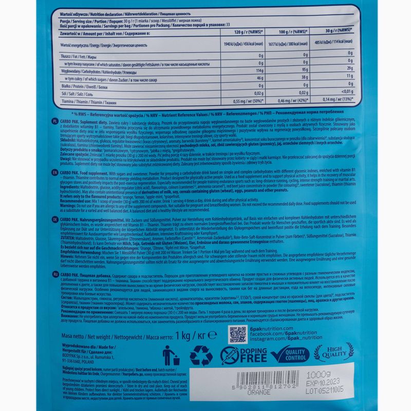 Angliavandeniai 6PAK Carbo Pak 1000 g Orange 2
