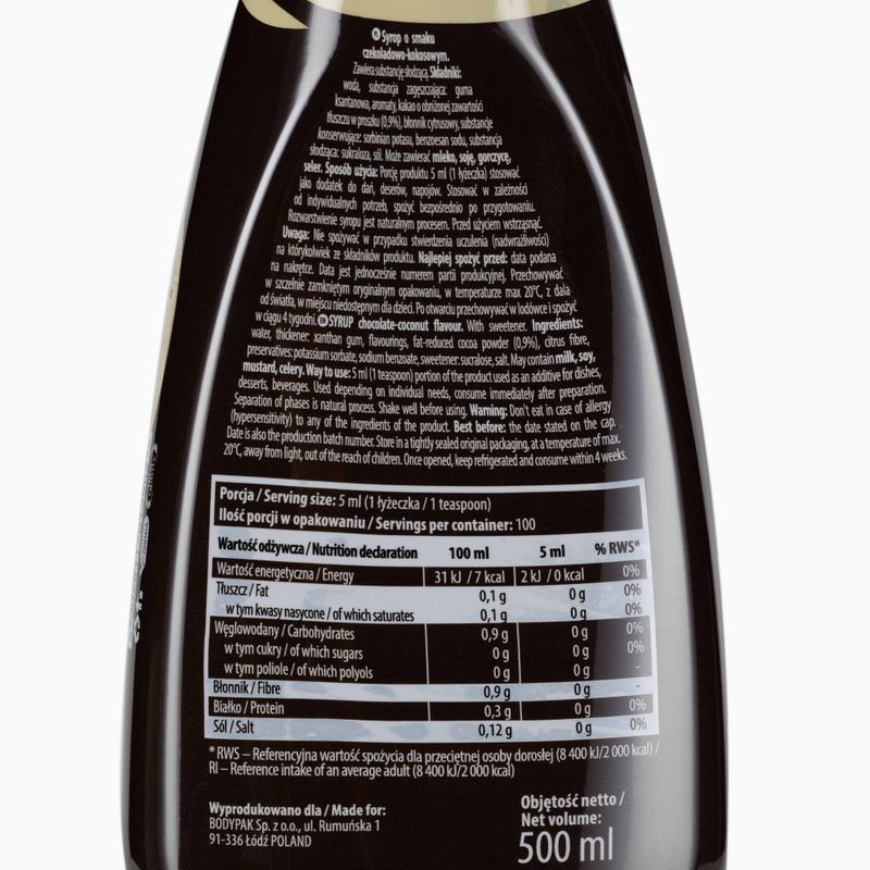 6PAK Sirupas ZERO 500 ml Šokoladinis kokosų padažas 2