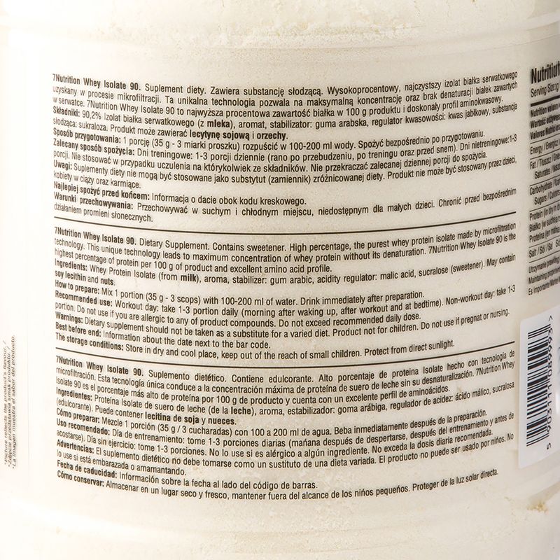 Išrūgų 7Nutrition Izolatas 90 500 g Braškių bananas