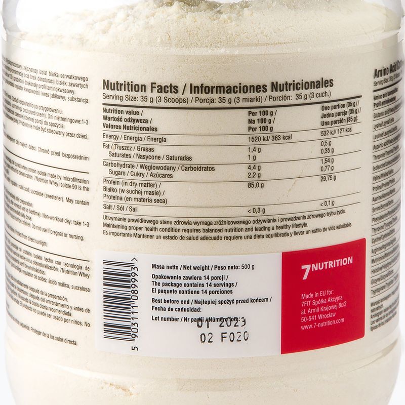 Išrūgų 7Nutrition Izolatas 90 500 g Braškių bananas 2