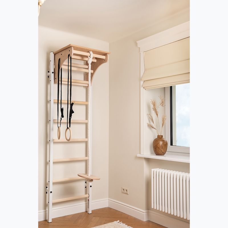 Gimnastikos kopėčios BenchK 212W+A204 white matte/oak 9