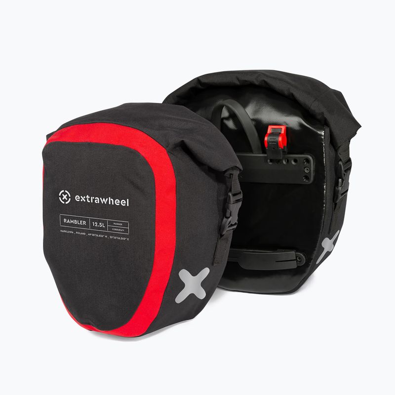 Extrawheel Rambler Premium 12.5L dviračių krepšiai 2 vnt. juodi E0047